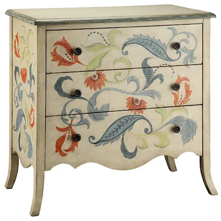 Drawer Chest  w/ Floral and Leaf Accents